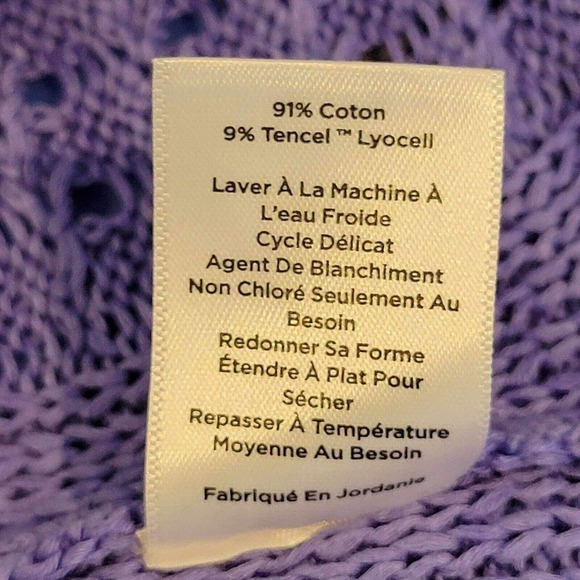 Talbots Sweater Size XLP Blue Purple Open Knit Pullover 3/4 Sleeve Cotton Lyocel - Picture 5 of 10